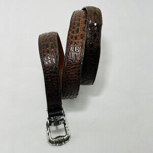 Vintage South American Crocodile Leather Belt Buckle Men Sz 40 Western Cowboy